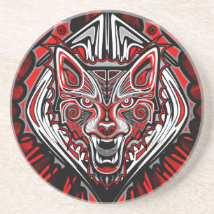 Posavasos Diseño Totémico Tribal Haida de Lobo