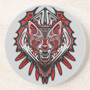 Posavasos Diseño Totémico Tribal Haida de Lobo