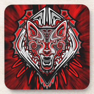 Posavasos Diseño Totémico Tribal Haida de Lobo
