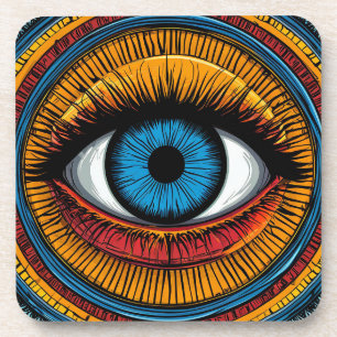 Posavasos Diseño vibrante del ojo malvado artístico