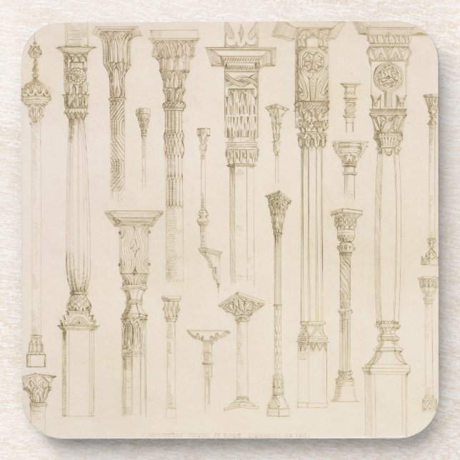 Posavasos Diseños de madera persas y turcos de la columna, (Frente)