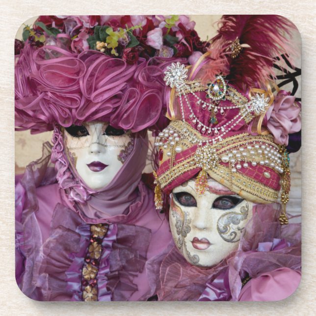 Posavasos disfraz de Carnaval púrpura, Venecia (Frente)