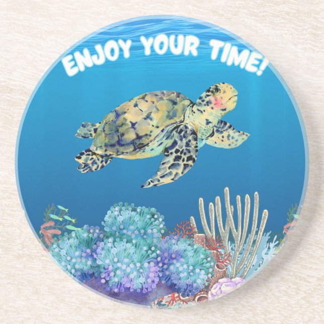 Posavasos Disfrutar de la tortuga (Frente)