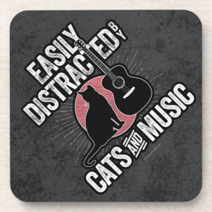 Posavasos Distracción fácil por gatos y música