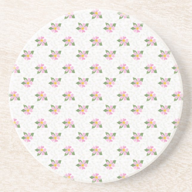 Posavasos Ditsy Dog Rosa Polka Style Sandstone Coaster (Frente)