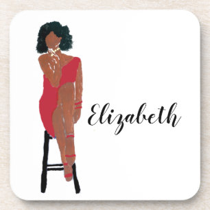 Posavasos Diva afroamericana en Crimson 