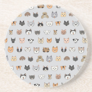 Posavasos Diversión animal: perros gatos mezcla de doodle