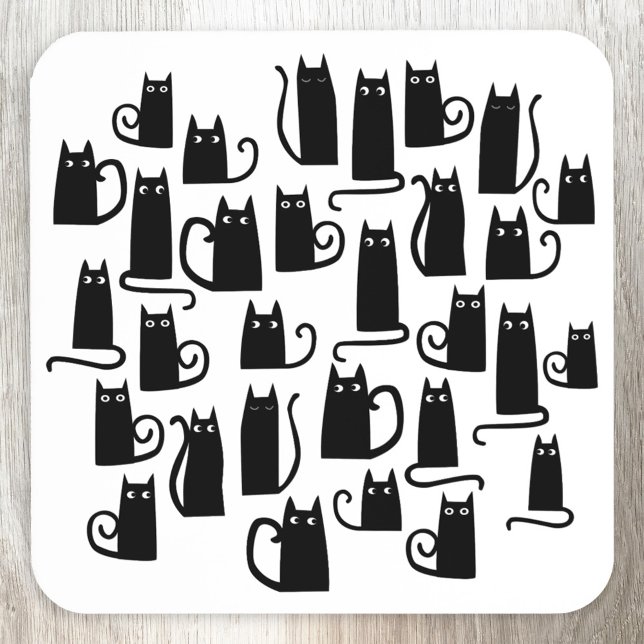 Posavasos Diversión de gato negro (Fun Black Cats beverage coaster)
