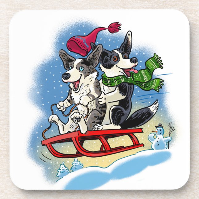 Posavasos Diversión en la nieve (Frente)