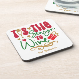 Posavasos Divertida Retro ’Es la Temporada de Vino Navidad