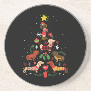 Posavasos Divertido árbol de Navidad Dachshund