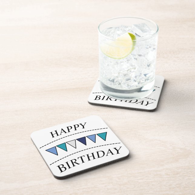 Posavasos Divertido Bunting Happy Birthday (Lado Derecho)