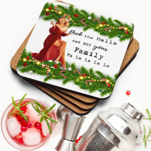 Posavasos Divertido corcho de Navidad Retro Mejor Amiga