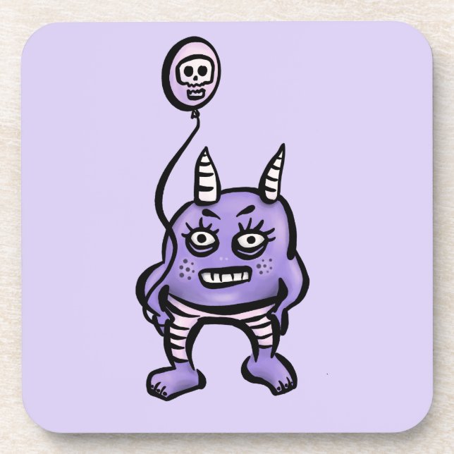 Posavasos Divertido Demon con el globo de cráneo Personaliza (Frente)