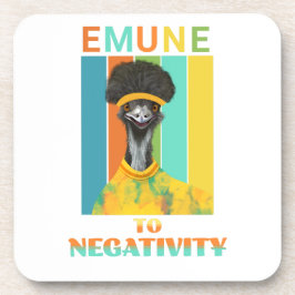 Posavasos Divertido Emu Pun - inmune a la negatividad