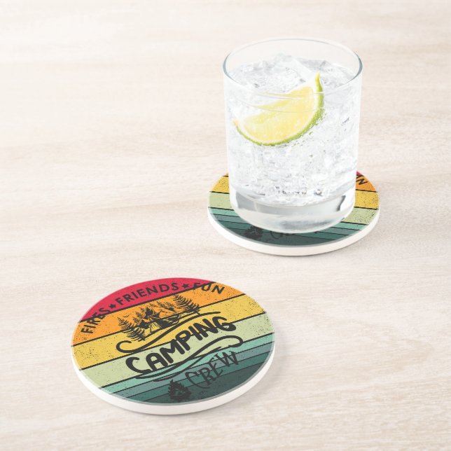 Posavasos Divertido eslogan de la tripulación de camping ami (Lado)