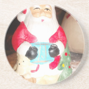 Posavasos Divertido Santa con la impresión de arte de nieve