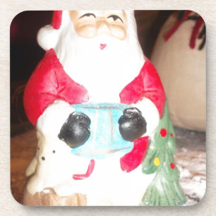 Posavasos Divertido Santa con la impresión de arte de nieve
