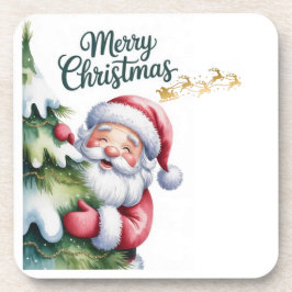 Posavasos Diviértete Santa Lindo con Árbol y Tipografía