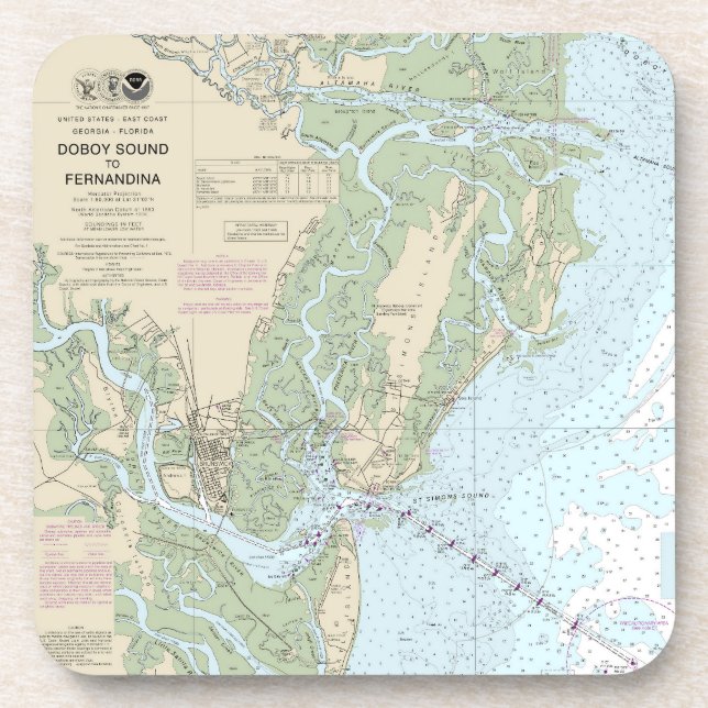 Posavasos Doboy Sound to Fernandina Nautical Chart 11502 (Frente)