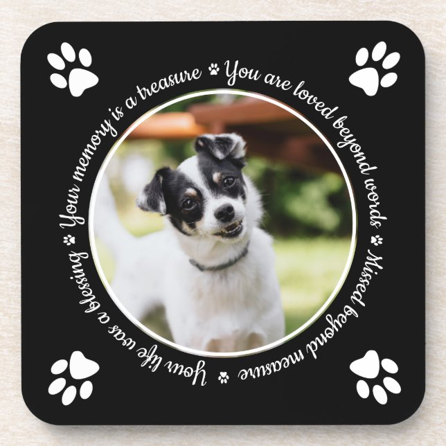 Posavasos Dog Memorial Paw Imprime Fotografías (Frente)