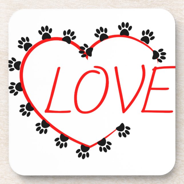 Posavasos Dog Paws Red Heart Love (Frente)