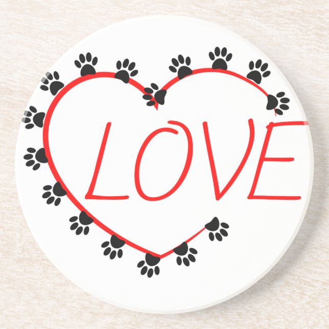 Posavasos Dog Paws Red Heart Love (Frente)