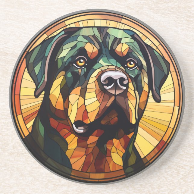 Posavasos Dog Rottweiler de perro de vidrio templado dulce (Frente)