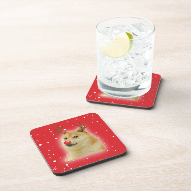 Posavasos Doge Dogright Doggo Dog Navidades Meme Card red (Lado Derecho)