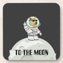 Dogecoin a la luna divertido perro astronauta negr