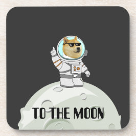 Posavasos Dogecoin a la luna divertido perro astronauta negr