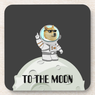 Posavasos Dogecoin a la luna divertido perro astronauta negr