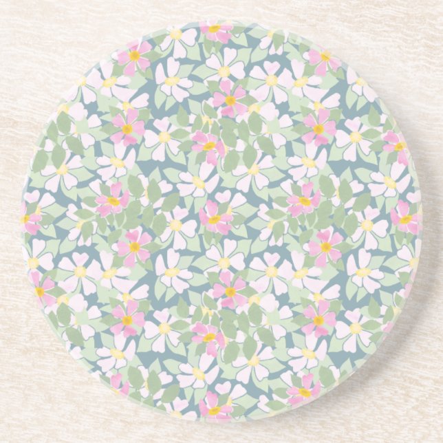 Posavasos Dogroses rosados en la montaña de piedra de arenis (Frente)