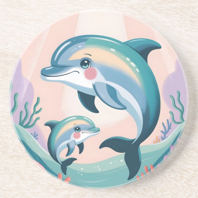 Posavasos Dolphin Mom and Baby (Frente)