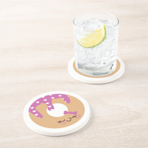 Posavasos Dona de dibujos animados divertidos con sprinkles