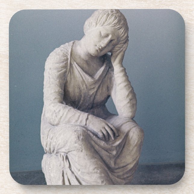 Posavasos Doncella que se aflige, ático, Grecia, c.330 A.C. (Frente)