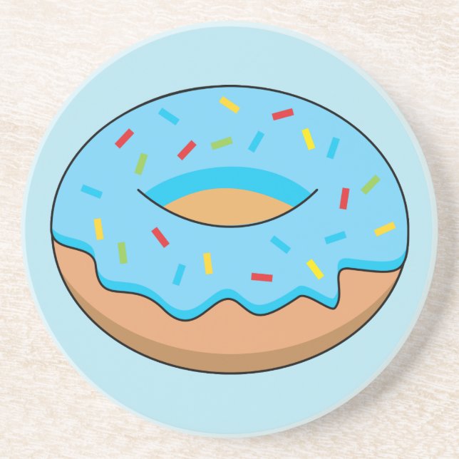 Posavasos Donut de escarcha azul con Personalizado Sprinkles (Frente)
