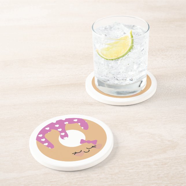 Posavasos Donut Personalizado gracioso rompe morado rosado (Lado)