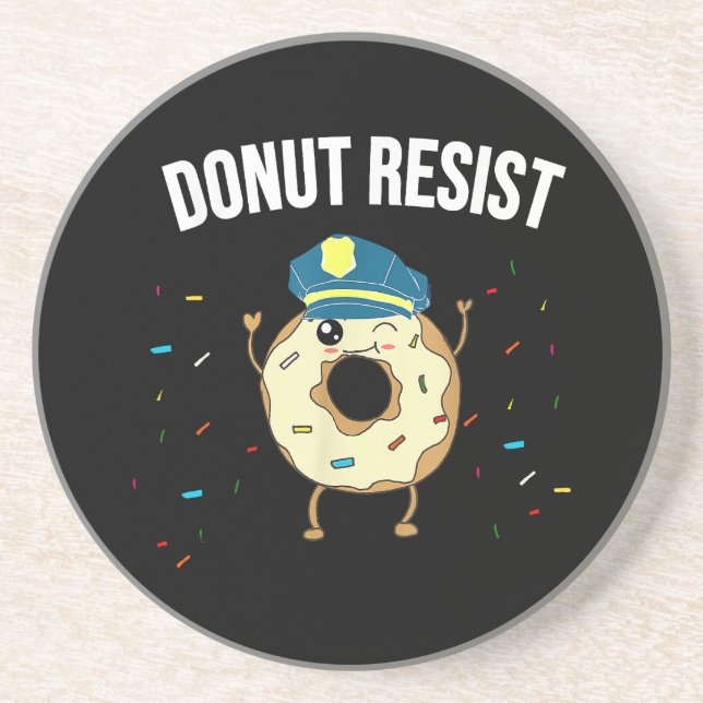 Posavasos Donut Resist Meme Funny Police Officer Apoya El (Frente)