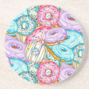 Posavasos Donuts de color de agua pintada a mano juntos