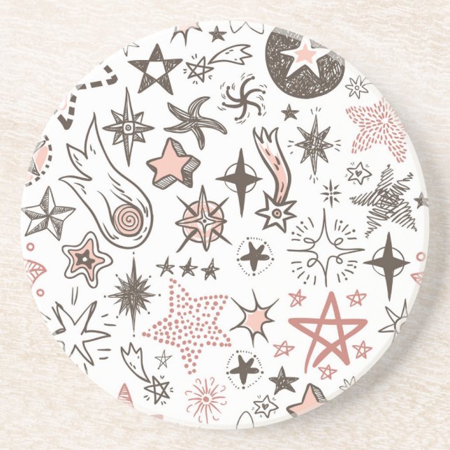 Posavasos Doodle Cósmico: Estrellas y Cometas (Frente)