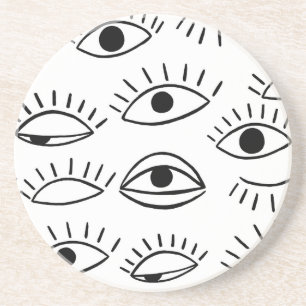 Posavasos Doodle eye, patrón creativo sin costuras.