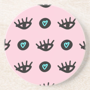 Posavasos Doodle Girly: Los Ojos Corazón Sin Pena.