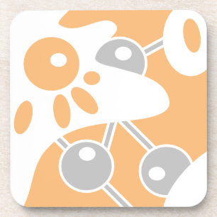 Posavasos Doodle moderno gris blanco melocotón 1