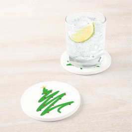 Posavasos Doodle verde de árbol de Navidad