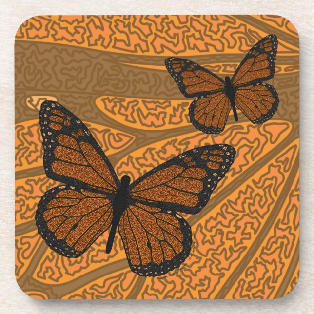 Posavasos Doodled Monarch Square Coaster (Frente)