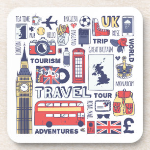 Posavasos Doodles de viaje de Inglaterra