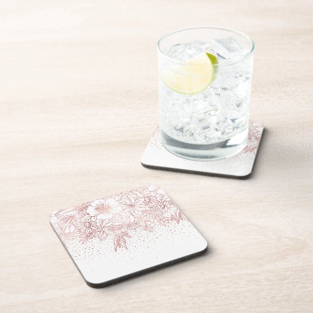 Posavasos Doodles florales y confetti dibujados a mano con o (Lado Derecho)