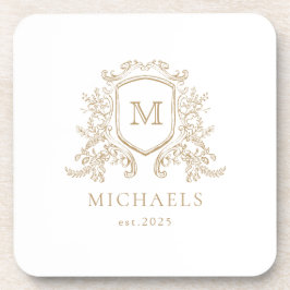 Posavasos Dorado Monograma Escudo Duros Ataques de plástico