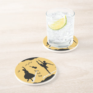 Posavasos Dos bailarinas de ballet y música en color beige d